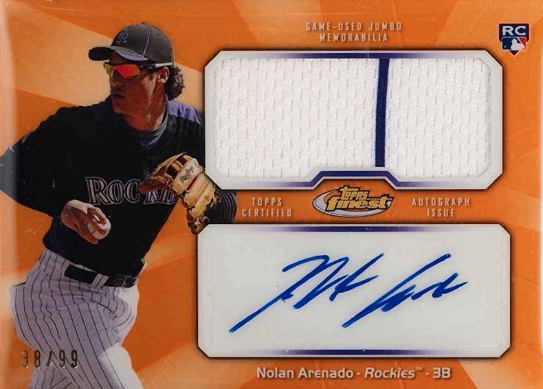 2013 Finest Autograph Jumbo Relic Nolan Arenado #AJRNA Baseball Card