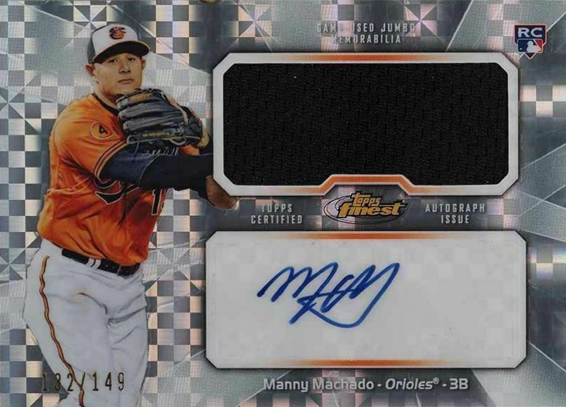 2013 Finest Autograph Jumbo Relic Manny Machado #AJRMM Baseball Card