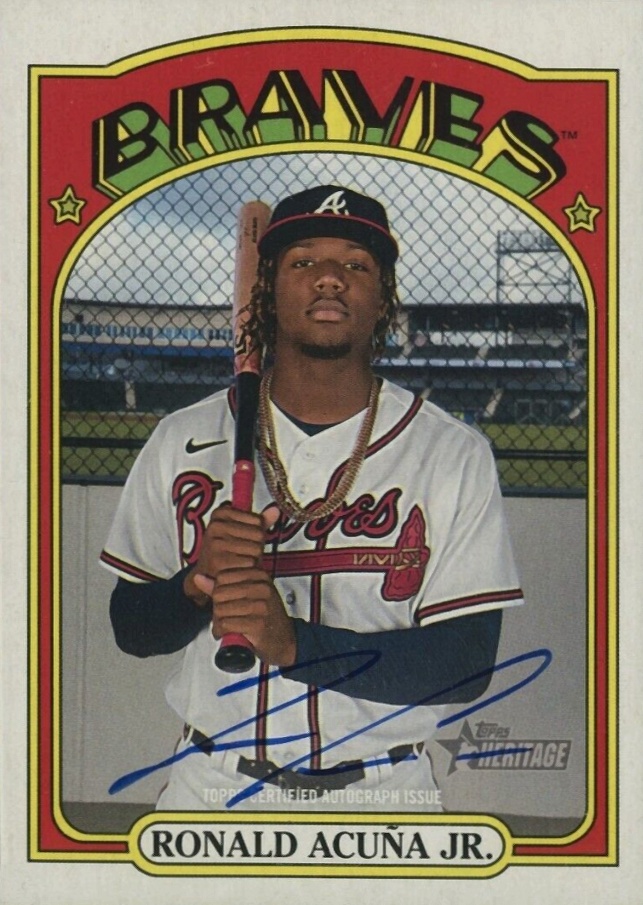 2021 Topps Heritage Real One Autographs Ronald Acuna Jr. #RA Baseball Card