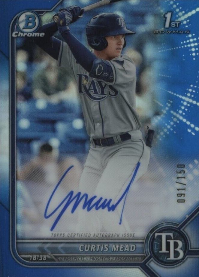 2022 Bowman Chrome Prospect Autographs Curtis Mead #CPACM Baseball Card