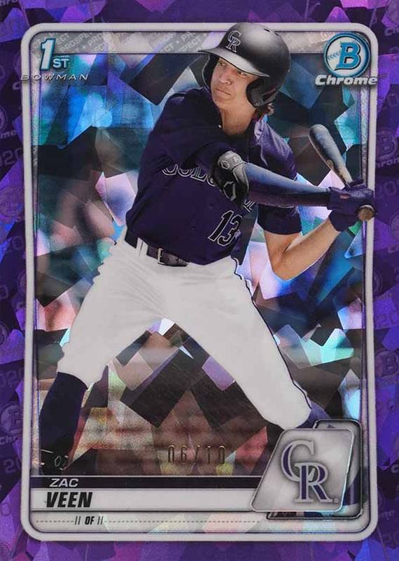 2020 Bowman Draft Chrome Sapphire Edition Zac Veen #BD107 Baseball Card