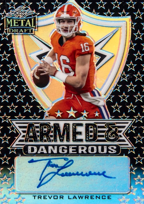 2021 Leaf Metal Draft Armed & Dangerous Autographs Trevor Lawrence #ADTL1 Football Card