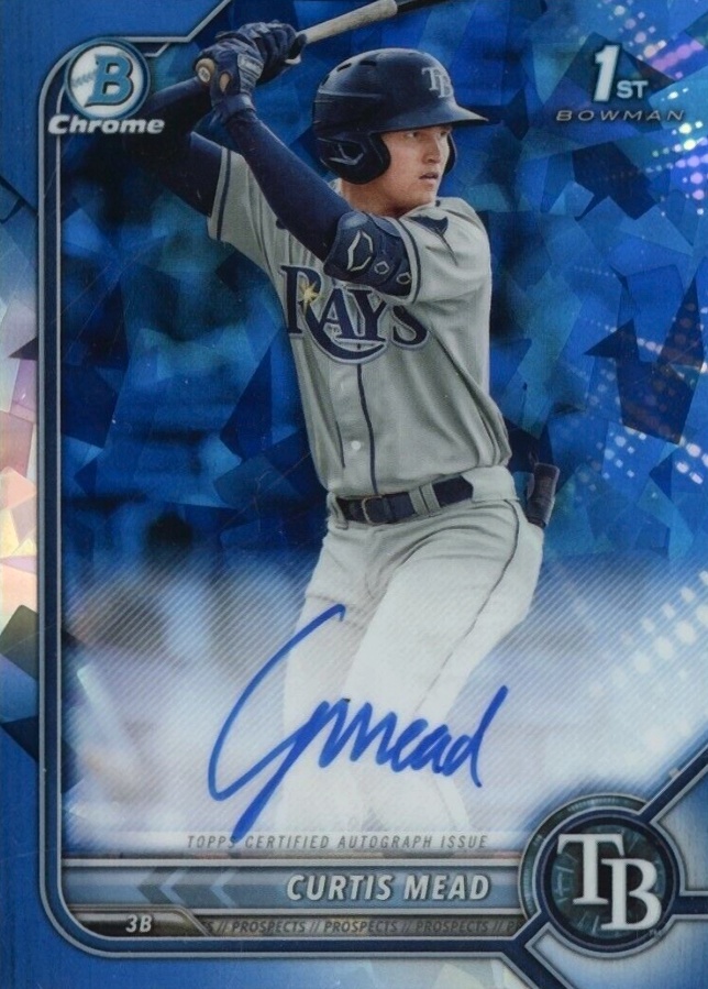 2022 Bowman Sapphire Edition Chrome Prospect Autographs Curtis Mead #CM Baseball Card