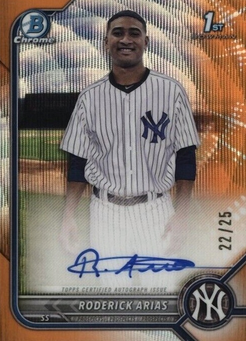 2022 Bowman Chrome Prospect Autographs Roderick Arias #CPARA Baseball Card