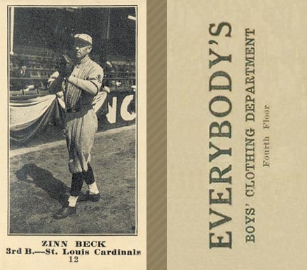 1916 Everybody's Zinn Beck #12 Baseball Card