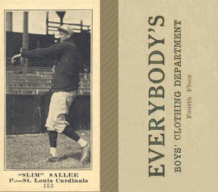 1916 Everybody's Slim Sallee #153 Baseball Card