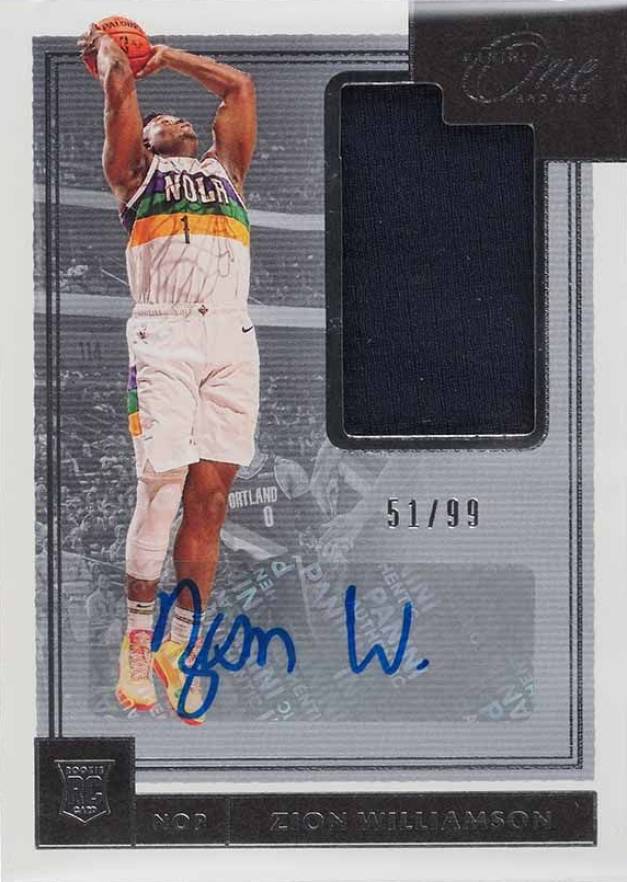 2019 Panini One and One Rookie Jersey Autographs Zion Williamson #ZWL Basketball Card