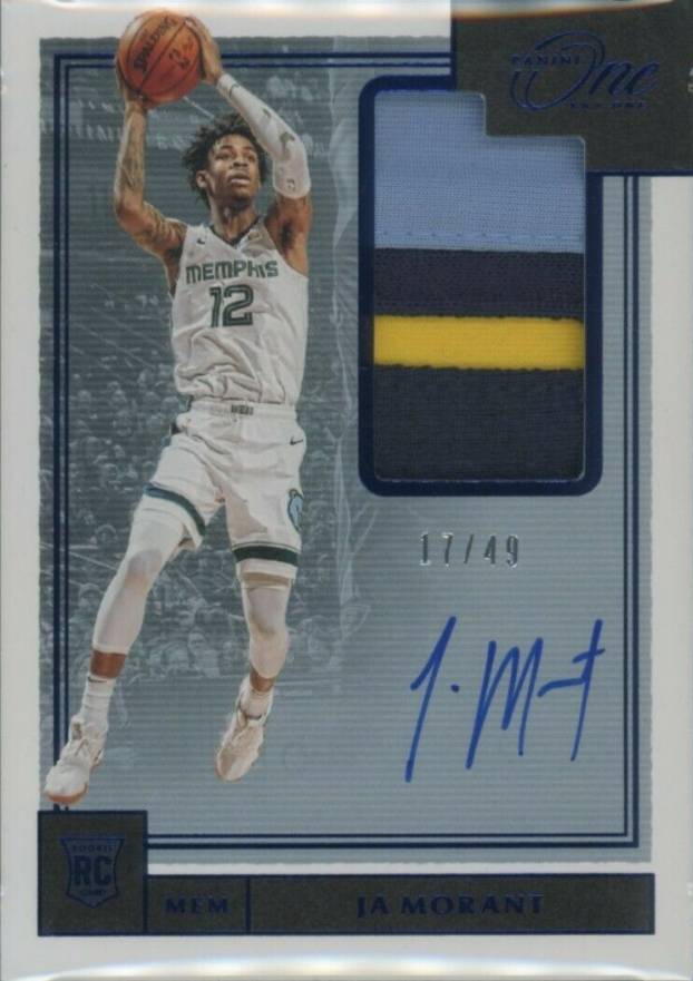 2019 Panini One and One Rookie Jersey Autographs Ja Morant #JMT Basketball Card