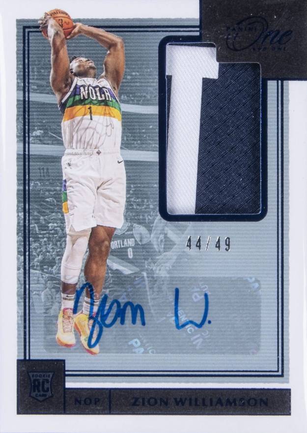 2019 Panini One and One Rookie Jersey Autographs Zion Williamson #ZWL Basketball Card