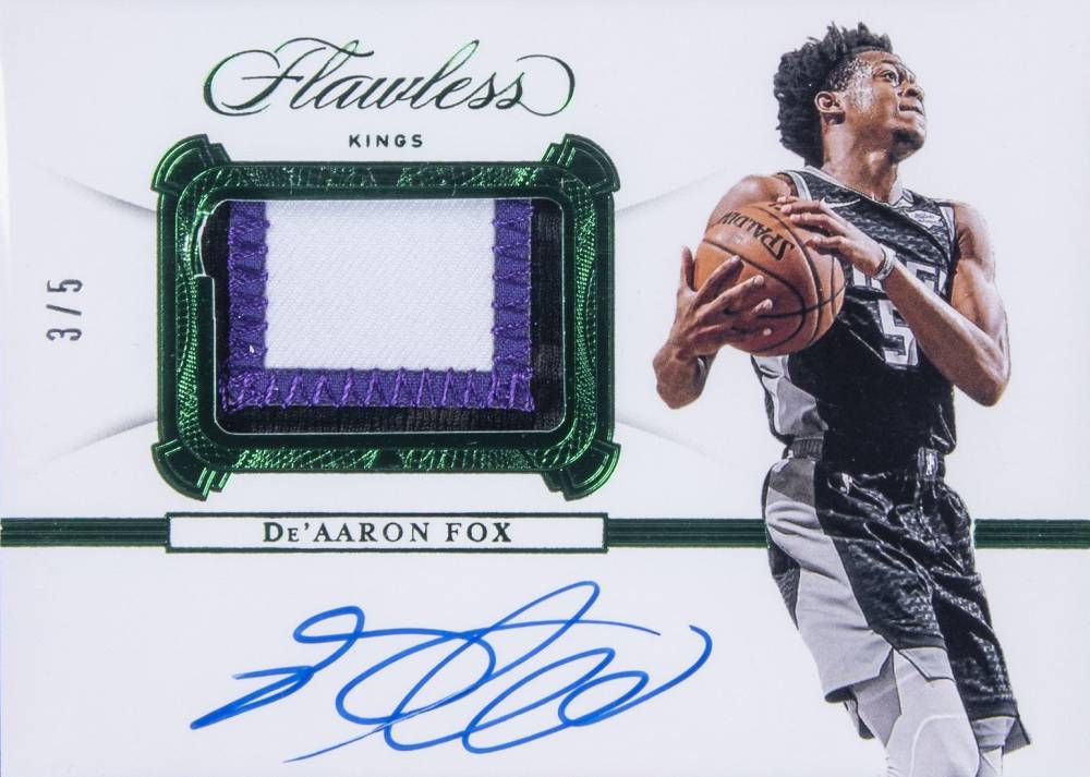 2019 Panini Flawless Signatures Prime Materials DE'Aaron Fox #SPFOX Basketball Card