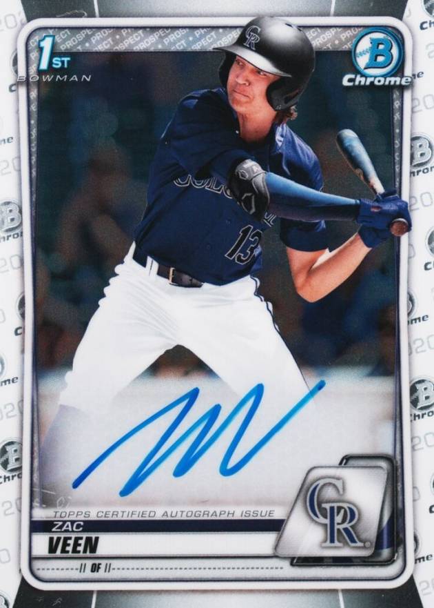 2020 Bowman Draft Chrome Draft Picks Autographs Zac Veen #CDAZV Baseball Card