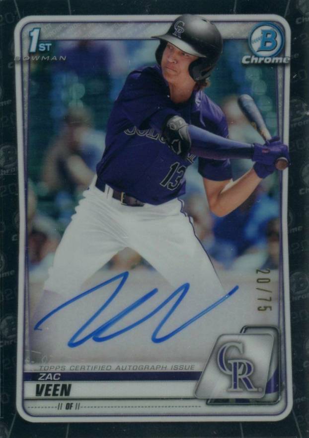 2020 Bowman Draft Chrome Draft Picks Autographs Zac Veen #CDAZV Baseball Card