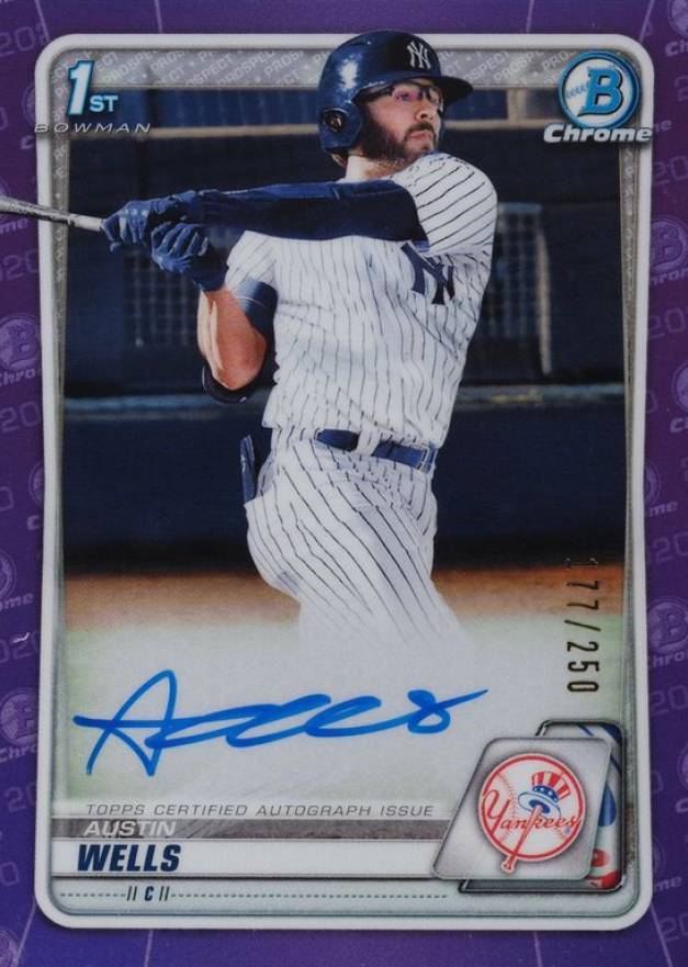 2020 Bowman Draft Chrome Draft Picks Autographs Austin Wells #CDAAWE Baseball Card