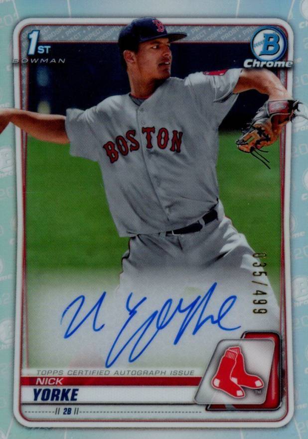 2020 Bowman Draft Chrome Draft Picks Autographs Nick Yorke #CDANY Baseball Card