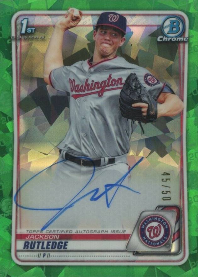 2020 Bowman Chrome Sapphire Edition Autographs Jackson Rutledge #BSPAJR Baseball Card