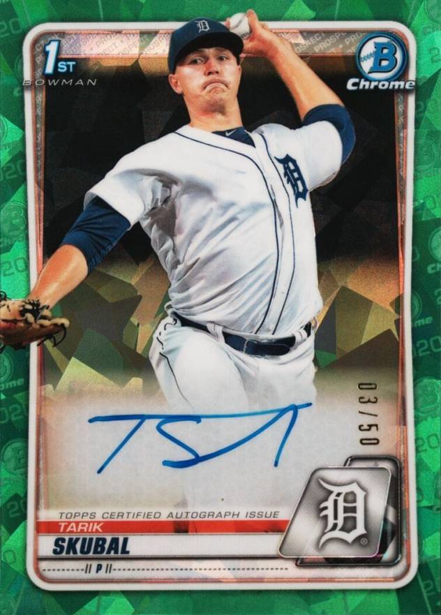 2020 Bowman Chrome Sapphire Edition Autographs Tarik Skubal #BSPATS Baseball Card