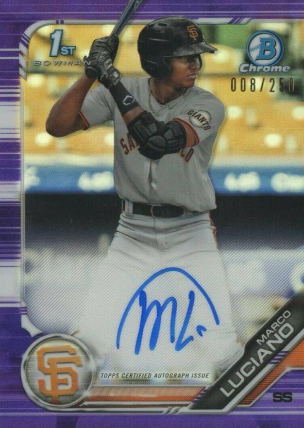 2019 Bowman Prospect Autographs Chrome Marco Luciano #ML Baseball Card