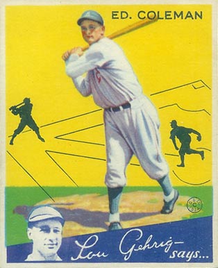 1934 Goudey World Wide Gum  Ed Coleman #76 Baseball Card