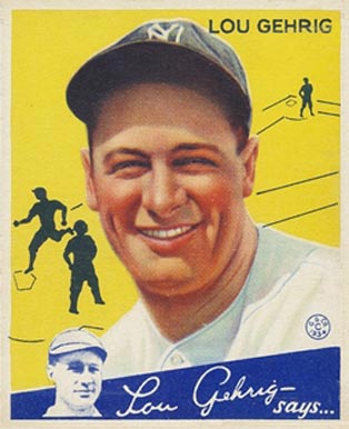 1934 Goudey World Wide Gum  Lou Gehrig #92 Baseball Card