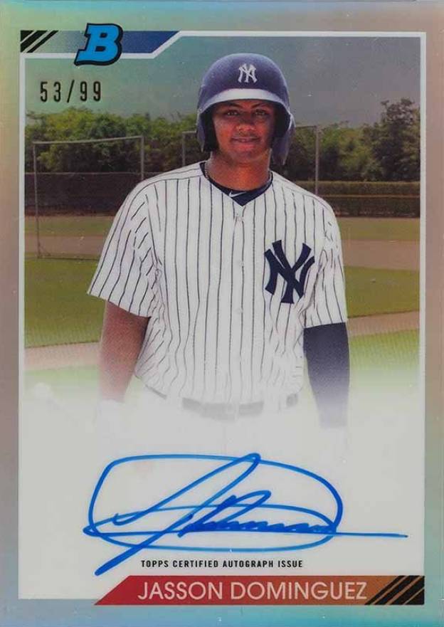 2020 Bowman Heritage Chrome Autographs Jasson Dominguez #JDO Baseball Card