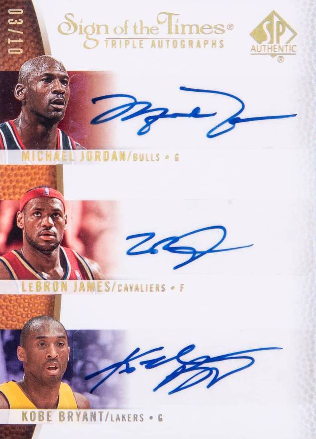 2007 SP Authentic Sign of the Times Triple Kobe Bryant/LeBron James/Michael Jordan #STJJB Basketball Card