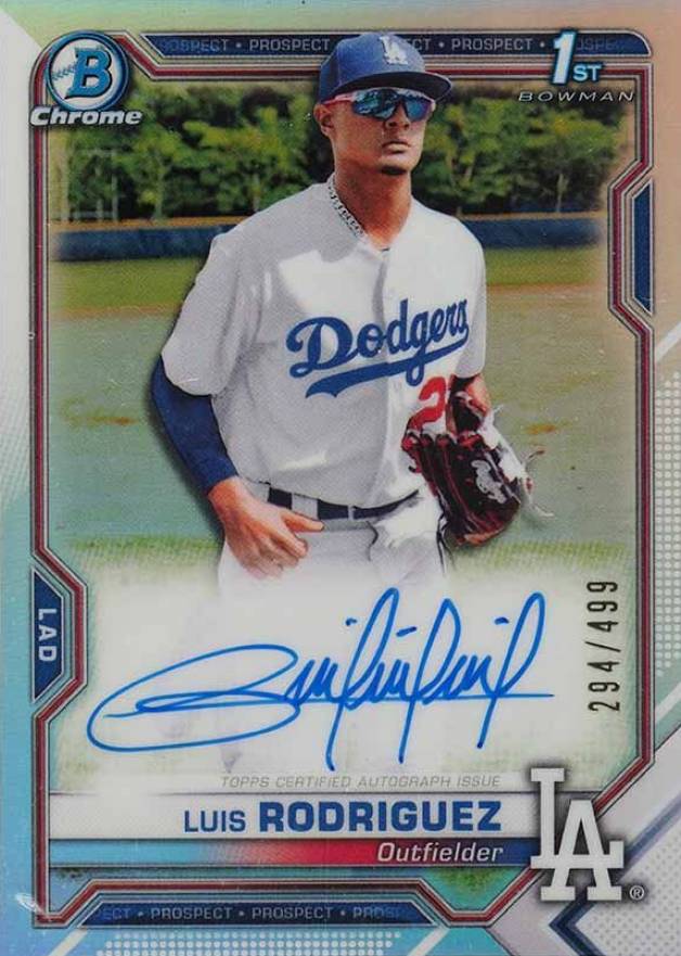 2021 Bowman Chrome Prospect Autographs Luis Rodriguez #CPALR Baseball Card