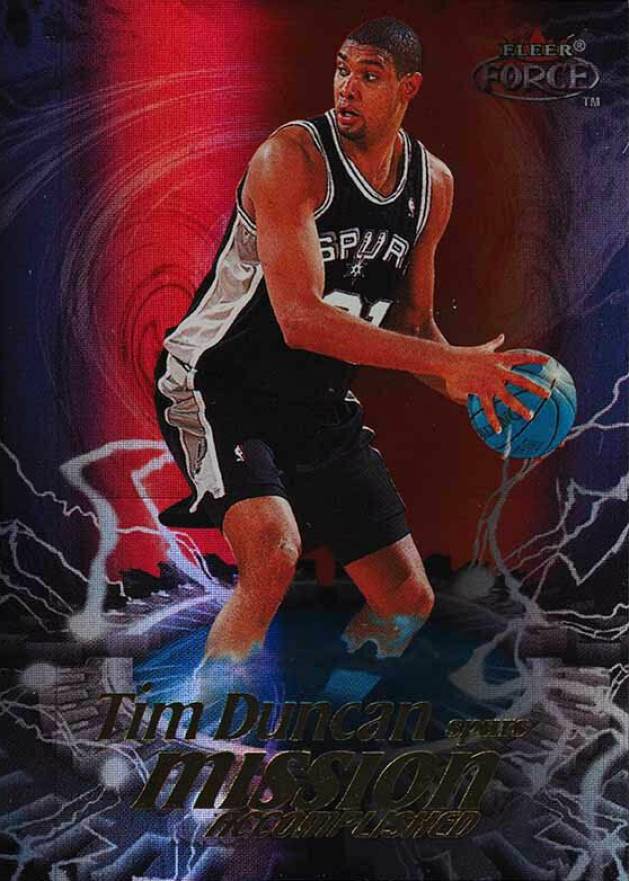 1999 Fleer Force Mission Accomplished Tim Duncan #4 Basketball Card