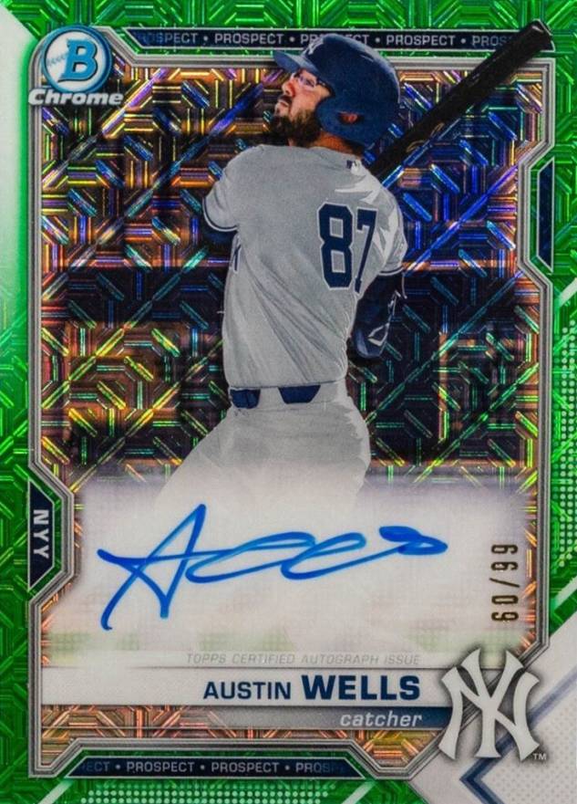 2021 Bowman Mega Box Chrome Autographs Austin Wells #BMAAW Baseball Card