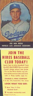 1958 Hires Root Beer Pee Wee Reese #23 Baseball Card