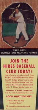 1958 Hires Root Beer Willie Mays #25 Baseball Card