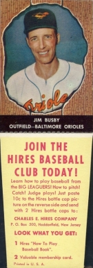 1958 Hires Root Beer Jim Busby #68 Baseball Card