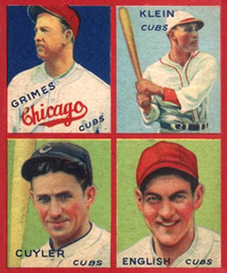 1935 Goudey 4-in-1 Cuyler/English/Grimes/Klein # Baseball Card