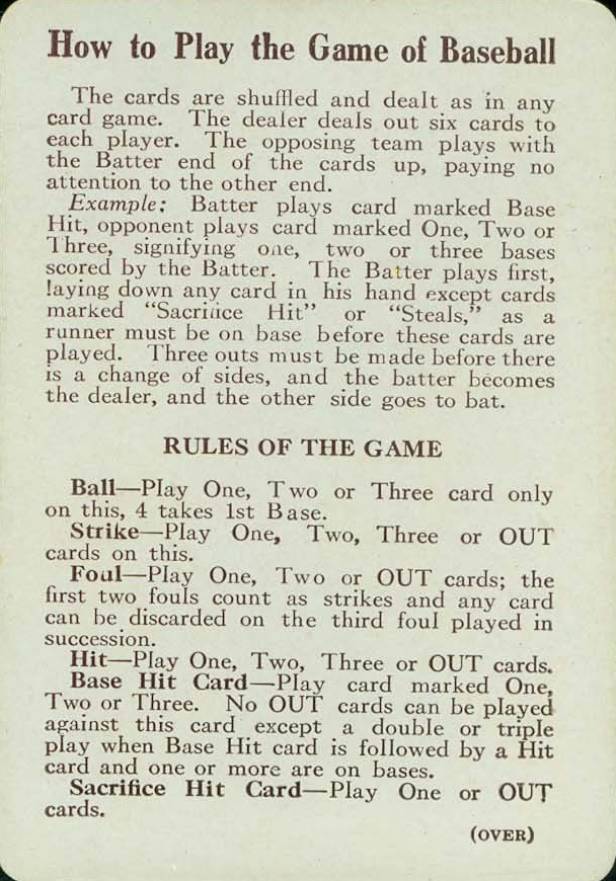 1913 National Game Rules Card #44 Baseball Card