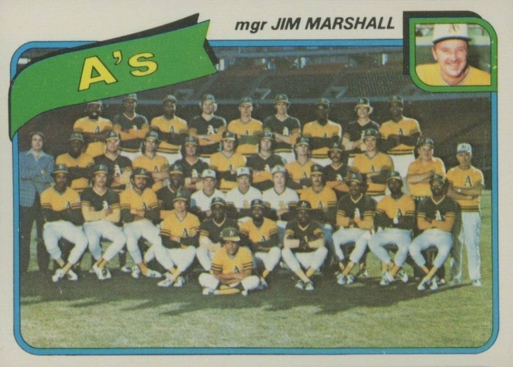 1980 Topps Team Checklist Sheet-Hand-Cut Oakland Athletics Team #96 Baseball Card