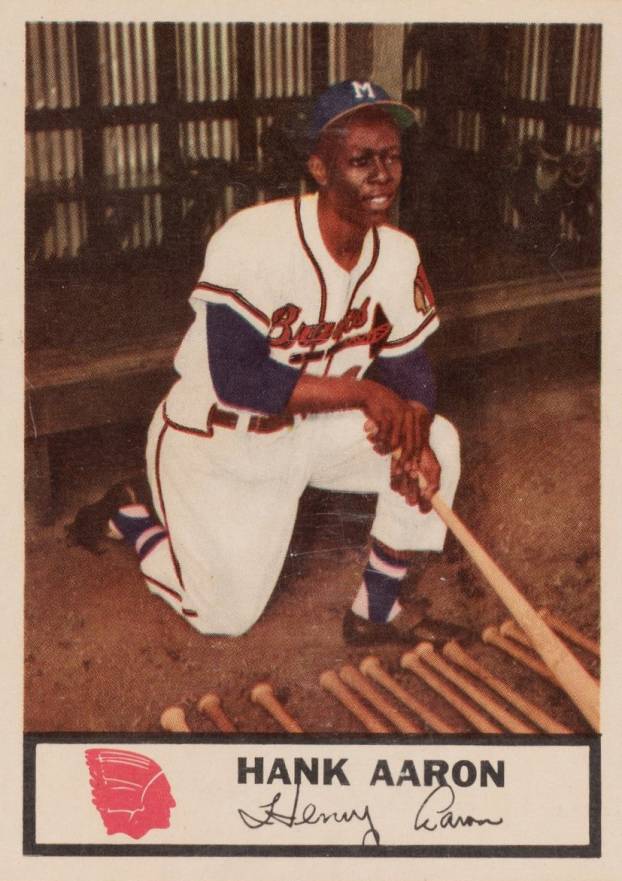 1955 Johnston Cookies Braves Hank Aaron #44 Baseball Card