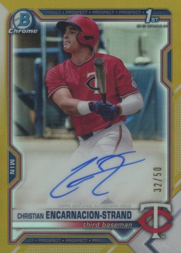 2021 Bowman Draft Chrome Draft Pick Autographs Christian Encarnacion-Strand #CDACE Baseball Card