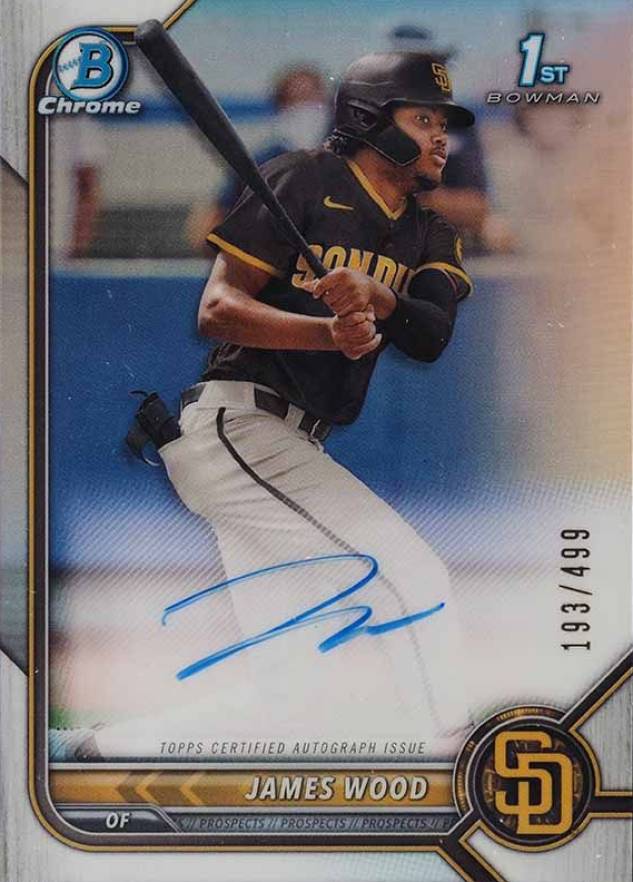 2022 Bowman Chrome Prospect Autographs James Wood #CPAJWD Baseball Card