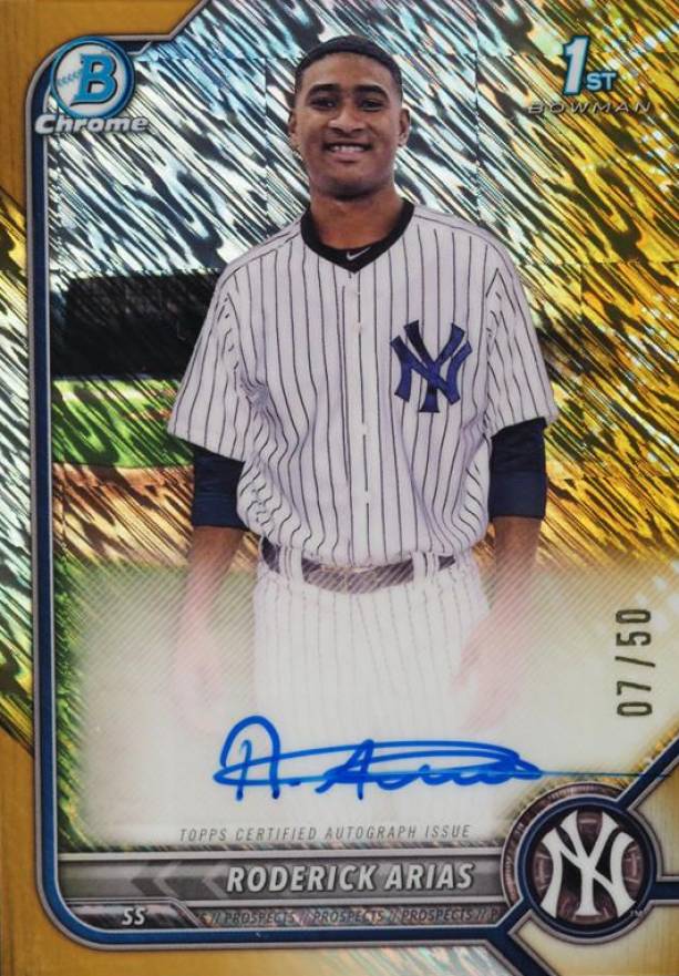 2022 Bowman Chrome Prospect Autographs Roderick Arias #CPARA Baseball Card