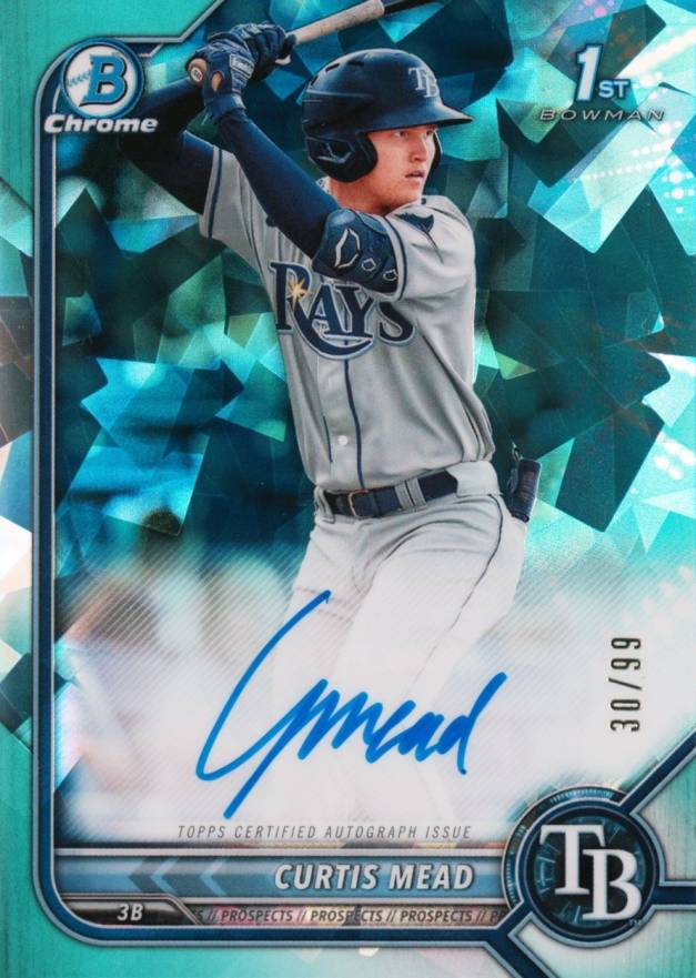 2022 Bowman Sapphire Edition Chrome Prospect Autographs Curtis Mead #CM Baseball Card