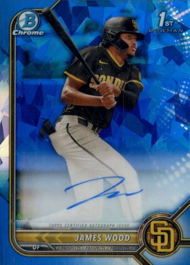 2022 Bowman Sapphire Edition Chrome Prospect Autographs James Wood #JW Baseball Card