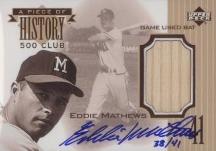 1999 Upper Deck Piece of History 500 HR Club Eddie Mathews # Baseball Card