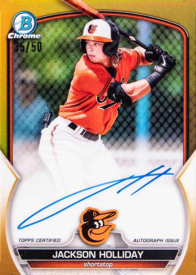 2023 Bowman Chrome Prospect Autographs Jackson Holliday #CPAJH Baseball Card