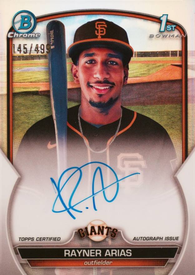 2023 Bowman Chrome Prospect Autographs Rayner Arias #CPARA Baseball Card