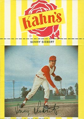 1966 Kahn's Wieners Sonny Siebert # Baseball Card