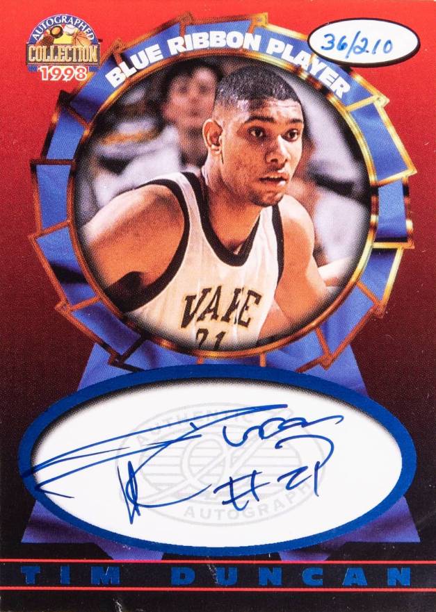 1997 Score Board Autographed Collection Blue Ribbon Autographs Tim Duncan # Basketball Card