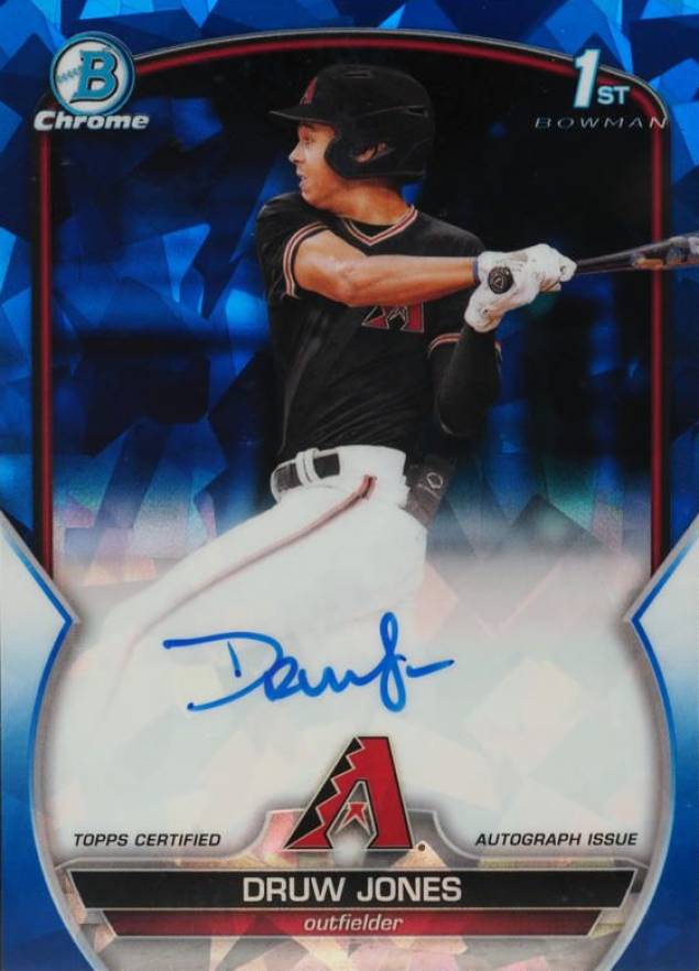 2023 Bowman Sapphire Edition Chrome Prospects Autographs Druw Jones #BSPADJ Baseball Card