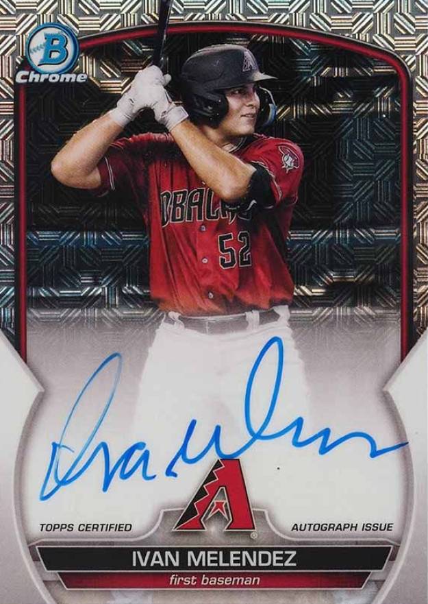 2023 Bowman Mega Box Chrome Prospect Autographs Ivan Melendez #IM Baseball Card