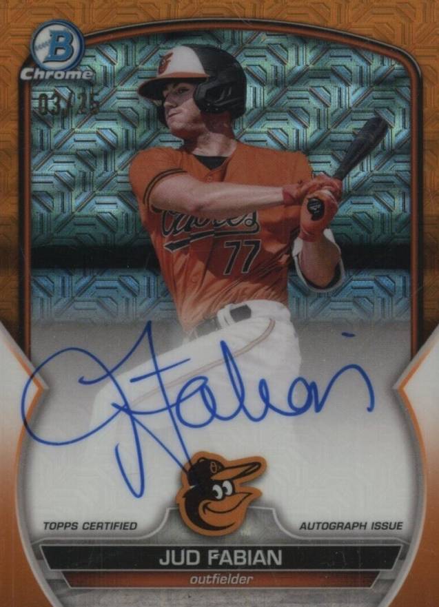 2023 Bowman Mega Box Chrome Prospect Autographs Jud Fabian #JF Baseball Card