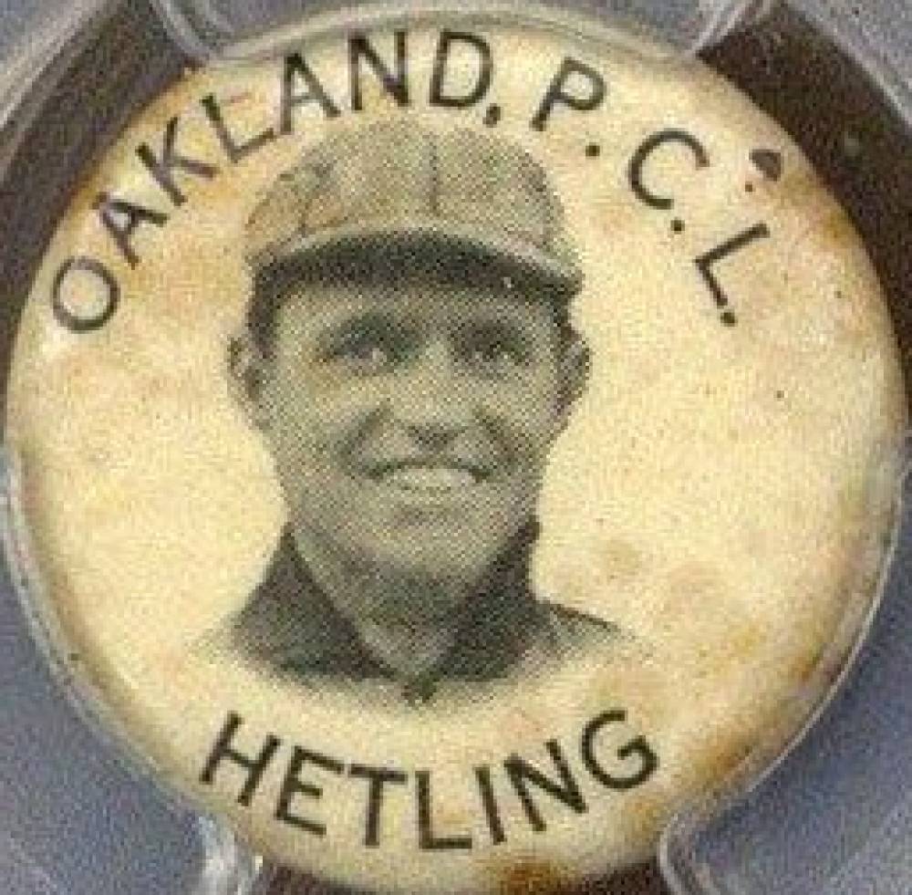 1912 PM5 Whitehead & Hoag P.C.L. Pins Gus Hetling # Baseball Card