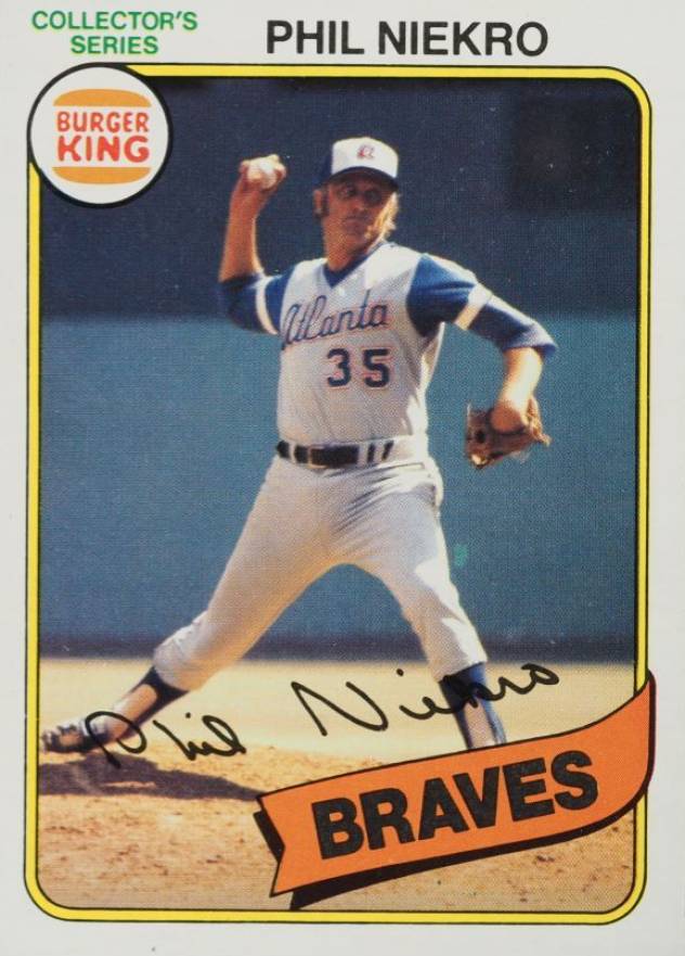 1980 Burger King Pitch, Hit & Run Phil Niekro #6 Baseball Card